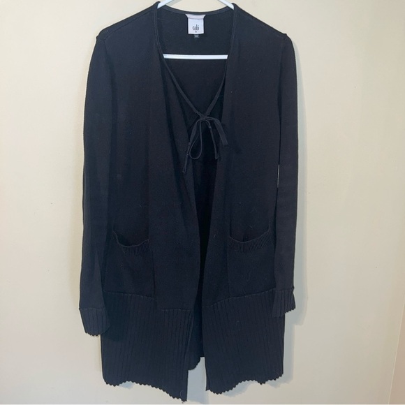 CAbi ATC Offhand Cardigan Style #5827 Black Long Sweater Medium - Picture 3 of 9